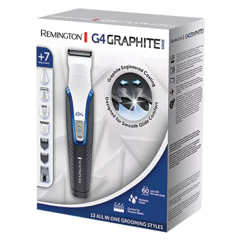 Remington G4 Graphite Series daugiafunkcinis kirpimo rinkinys juoda balta mėlyna 0,2 mm