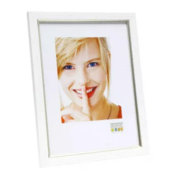 Vienviečiai nuotraukų rėmeliai Deknudt S46AF1 sidabriniai balti MDF plastikas 220×320 mm (6 vnt.)