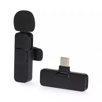 Belaidis įkraunamas apykaklinis mikrofonas USB-C Nedis MICW110BK