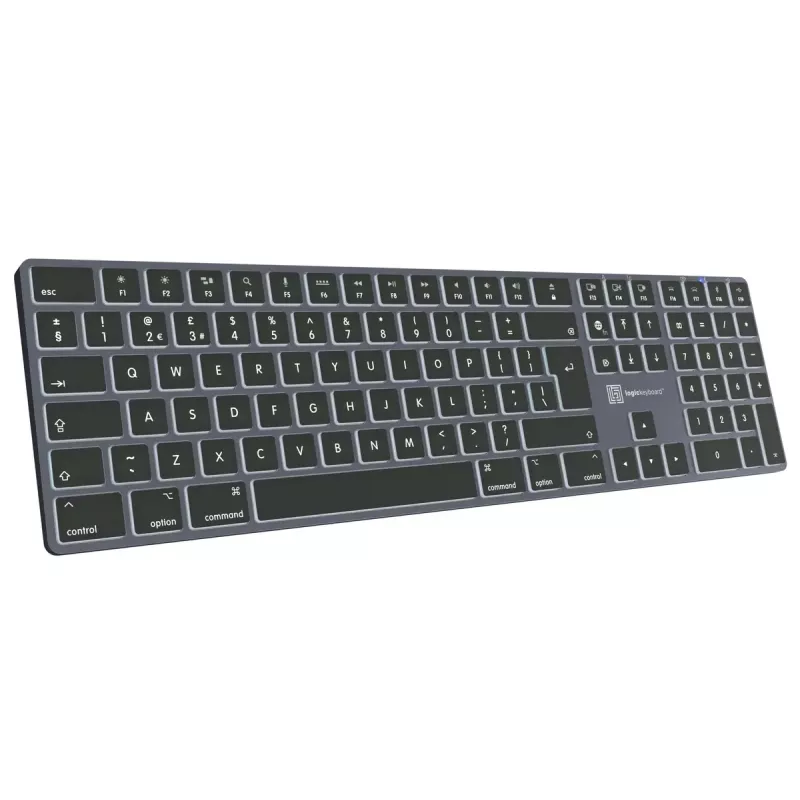 Pilno dydžio klaviatūra LogicKeyboard SKB-TM-UK USB + Bluetooth, QWERTY JK anglų, Titanium