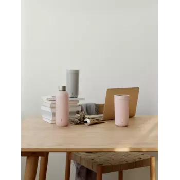 Termopuodelis Stelton To Go Click 400 ml pilkas nerūdijančio plieno dangtelis polipropileno vidus 72×80 mm