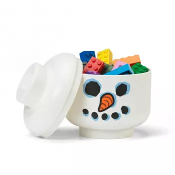 Room Copenhagen Storage Head Snowman mini – LEGO suderinamas žaislų ir plytelių organizatorius, baltas