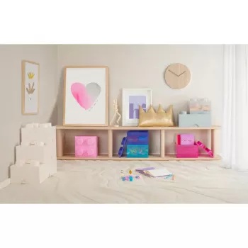 Room Copenhagen Storage Brick 4 Top Lid Glitter šviesiai mėlyna / permatoma LEGO stiliaus dėžė