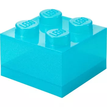 Room Copenhagen Storage Brick 4 Top Lid Glitter šviesiai mėlyna / permatoma LEGO stiliaus dėžė