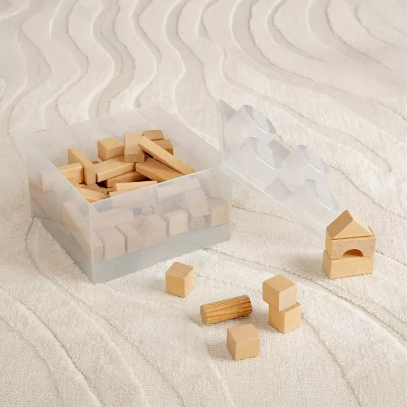 room copenhagen Storage Brick 4 Top Lid Glitter – skaidri LEGO tipo dėžutė su 4 smaigais ir blizgučiais