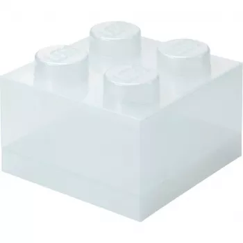 room copenhagen Storage Brick 4 Top Lid Glitter – skaidri LEGO tipo dėžutė su 4 smaigais ir blizgučiais