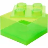 Room Copenhagen Sandėlio plyta 4 su permatomu dangteliu – šviesiai žalia / permatoma, LEGO suderinama plastikinė laikymo dėžė