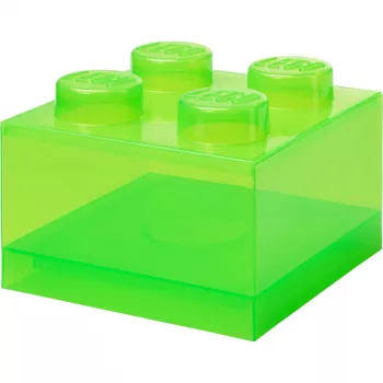 Room Copenhagen Sandėlio plyta 4 su permatomu dangteliu – šviesiai žalia / permatoma, LEGO suderinama plastikinė laikymo dėžė