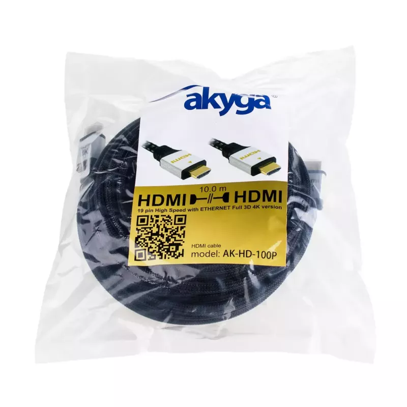 Akyga AK-HD-100P HDMI 2.0 kabelis, pintas, PRO serija, 10 m, juodas