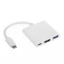 USB šakotuvas Akyga AK-AD-57, USB 2.0 Type-C pagrindinė jungtis, HDMI prievadas, 500 Mbit/s, baltas, 80×80×15 mm