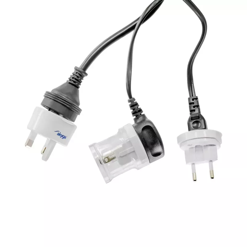 Maitinimo adapteris Akyga AK-AD-61 — vidaus 110–240 V, kompaktiškas baltas 48×48×86 mm