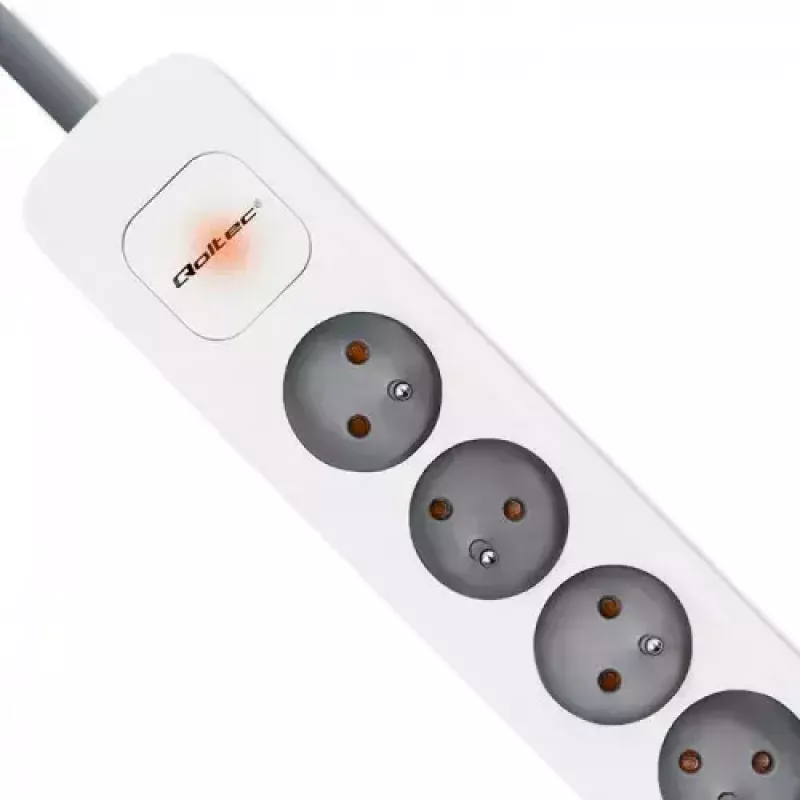 Ilgintuvas Qoltec 50297 1,8 m 6 kištukinių lizdų vidaus patalpoms pilka balta