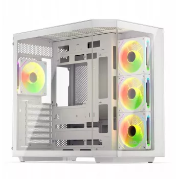 ATX vidutinis bokštinis korpusas KRUX Empero ARGB White KRXD014 su ARGB ventiliatoriais