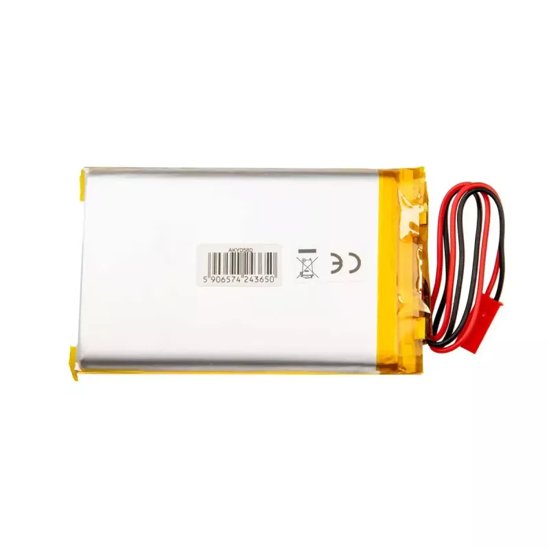 Akyga AKY0580 LP805080 Li-Po akumuliatorius 3,7 V 4000 mAh su PCM, JST 2,54 mm 2 kontaktų jungtis, 150 mm laidai
