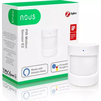 Judėjimo jutiklis Nous E2 ZigBee PIR, aptikimo atstumas 8 m, matymo kampas 120°