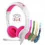 BuddyPhones School+ ausinės su galvos juosta, laidinės, skirtos skambučiams ir muzikai, 20–20000 Hz, 1,4 m kabelis, rožinė/balta