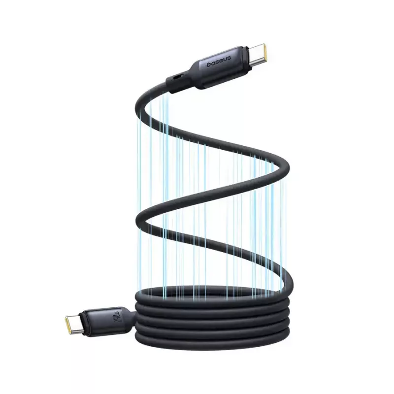 USB-C į USB-C laidas Baseus PicoGo 1 m, juodas, duomenų perdavimas iki 0,48 Gbit/s