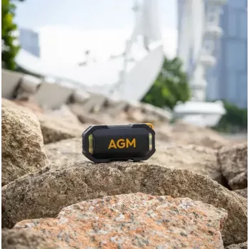 Vakarėlių garsiakalbis Beafon AGM Mag Rock – belaidis 8 W, baterija 1800 mAh, iki 10 h, juoda/oranžinė, mygtukinis garsumo valdymas