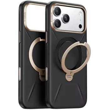 Dėklas telefonui Torras Ostand Spin Vegskin Series, skirtas iPhone 17 Pro Max, juodas