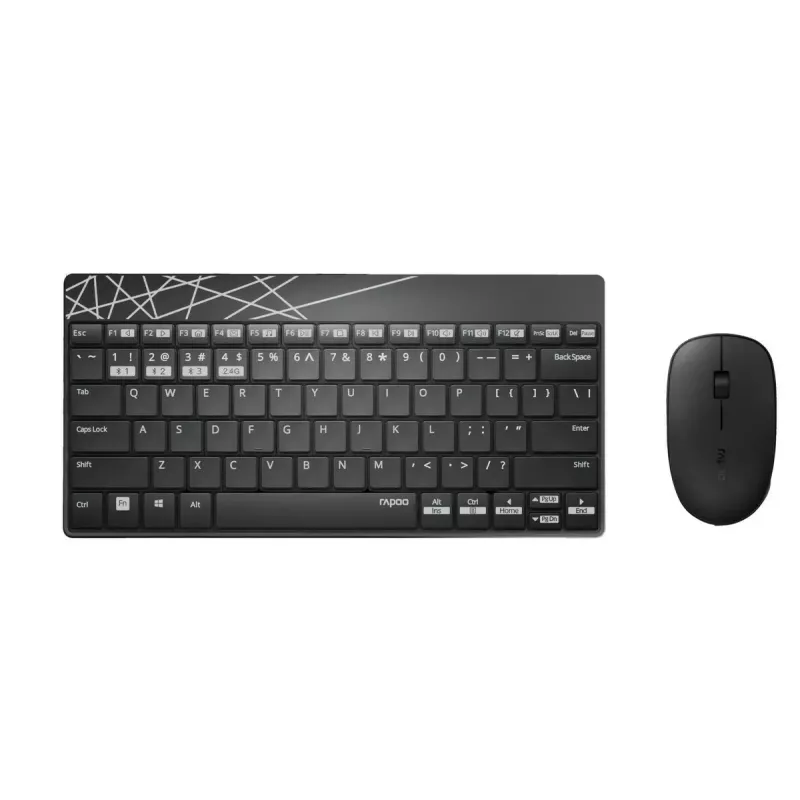 Klaviatūros ir pelės rinkinys Rapoo 8000M Universal Bluetooth QWERTZ Vokiškas Juodas
