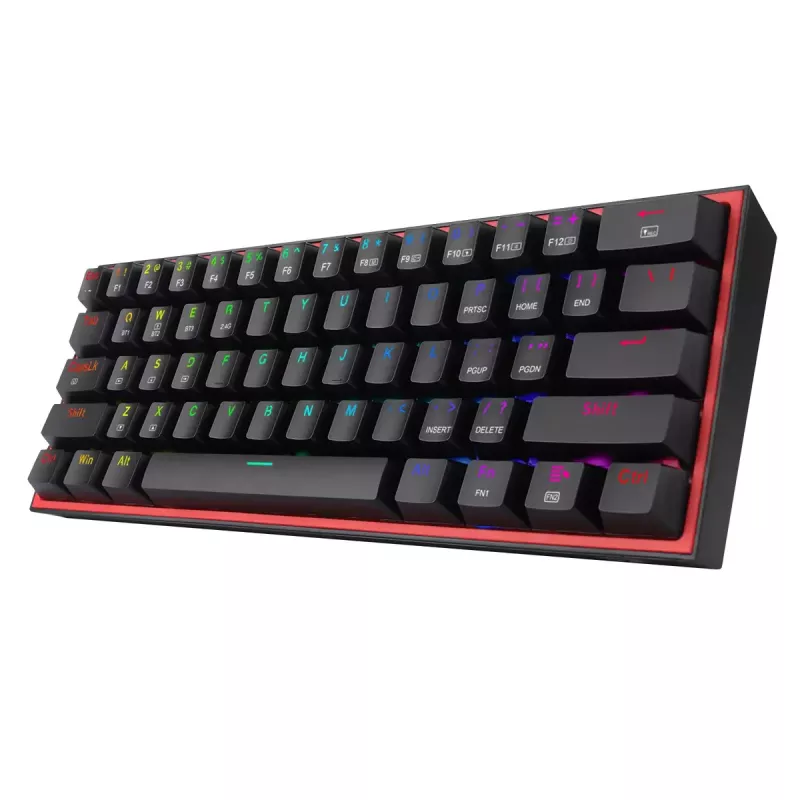 Žaidimų klaviatūra REDRAGON FIZZ PRO K616-RGB B 60% mechaninė USB RF belaidė Bluetooth QWERTY juoda raudona