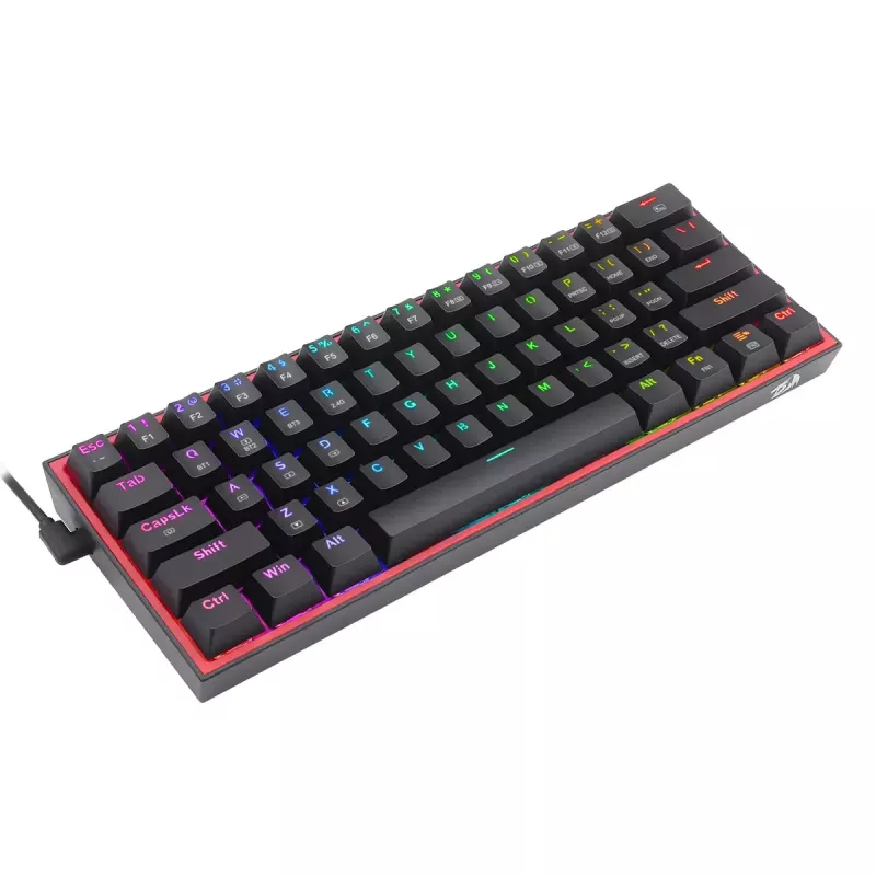 Žaidimų klaviatūra REDRAGON FIZZ PRO K616-RGB B 60% mechaninė USB RF belaidė Bluetooth QWERTY juoda raudona
