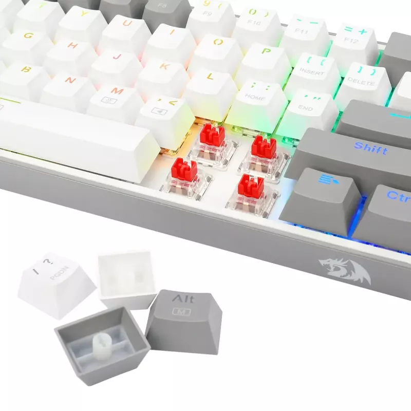 Mechaninė klaviatūra REDRAGON K617-RGB Fizz, laidinė USB, pilkai balta