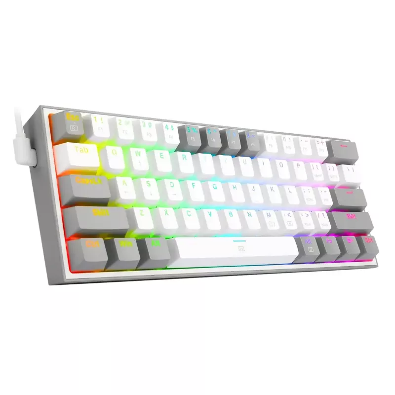 Mechaninė klaviatūra REDRAGON K617-RGB Fizz, laidinė USB, pilkai balta