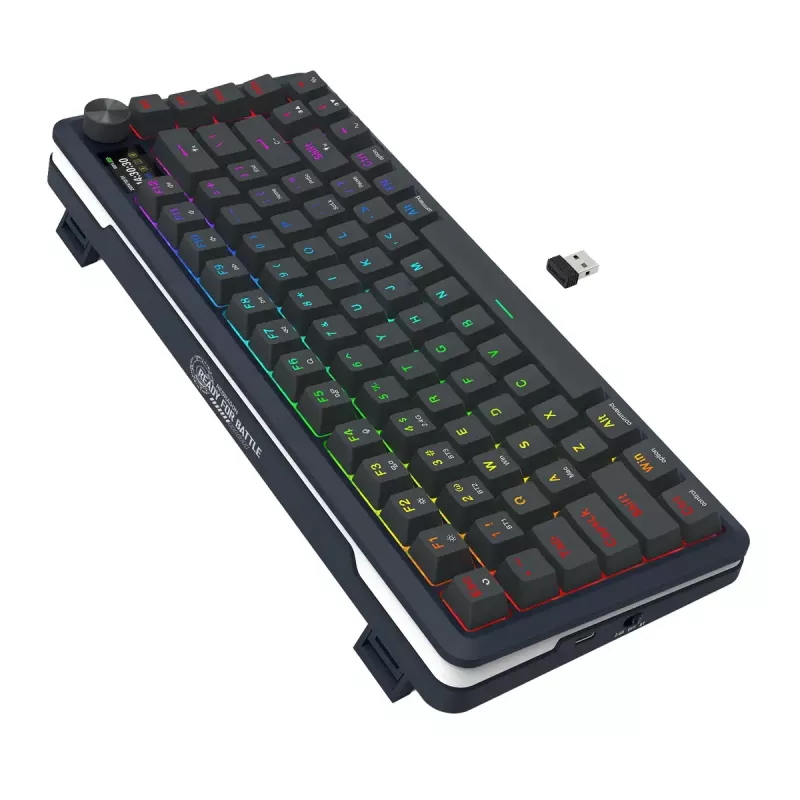 Mechaninė klaviatūra REDRAGON K708-RGB-PRO su USB, RF belaidžiu ir Bluetooth, 1,5 m laidas, juoda, 0,76 kg