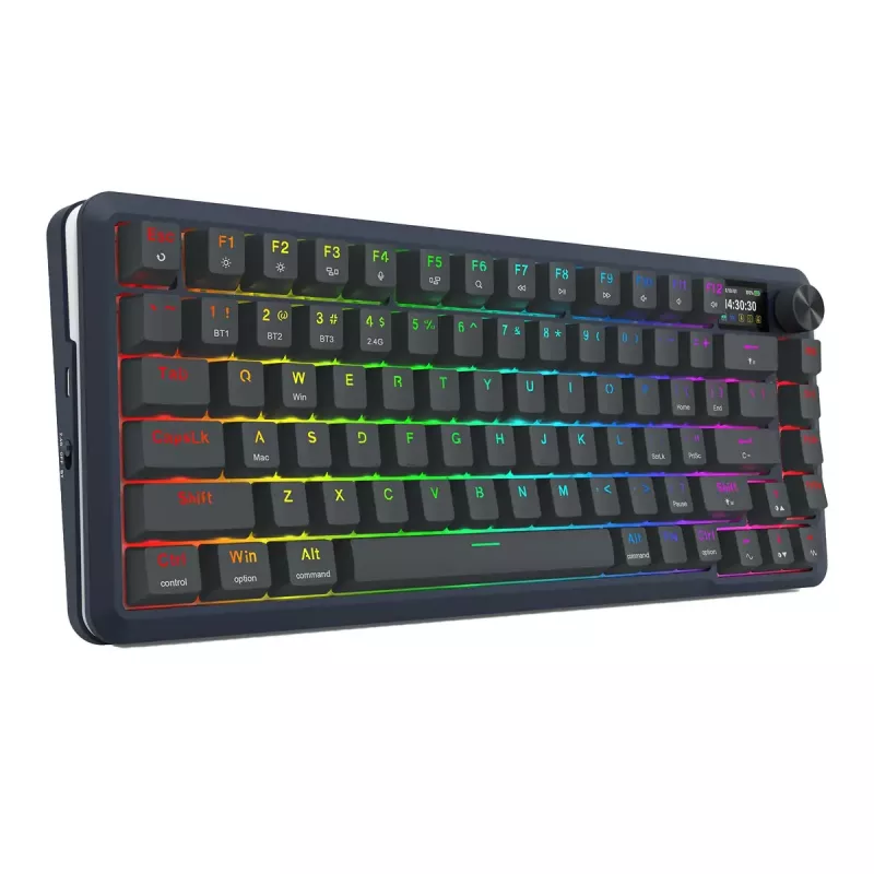Mechaninė klaviatūra REDRAGON K708-RGB-PRO su USB, RF belaidžiu ir Bluetooth, 1,5 m laidas, juoda, 0,76 kg
