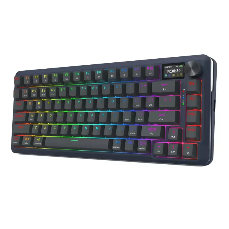 Mechaninė klaviatūra REDRAGON K708-RGB-PRO su USB, RF belaidžiu ir Bluetooth, 1,5 m laidas, juoda, 0,76 kg