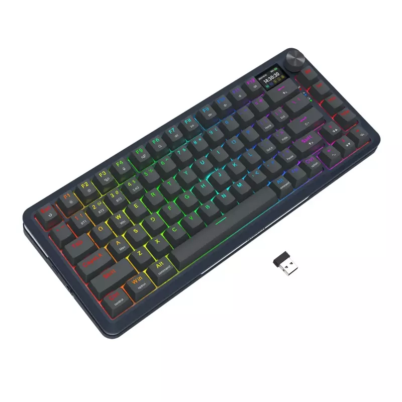 Mechaninė klaviatūra REDRAGON K708-RGB-PRO su USB, RF belaidžiu ir Bluetooth, 1,5 m laidas, juoda, 0,76 kg
