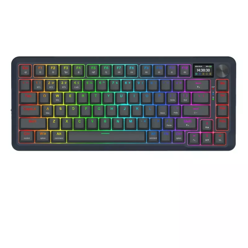 Mechaninė klaviatūra REDRAGON K708-RGB-PRO su USB, RF belaidžiu ir Bluetooth, 1,5 m laidas, juoda, 0,76 kg