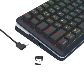 Mechaninė klaviatūra REDRAGON K708-RGB-PRO su USB, RF belaidžiu ir Bluetooth, 1,5 m laidas, juoda, 0,76 kg