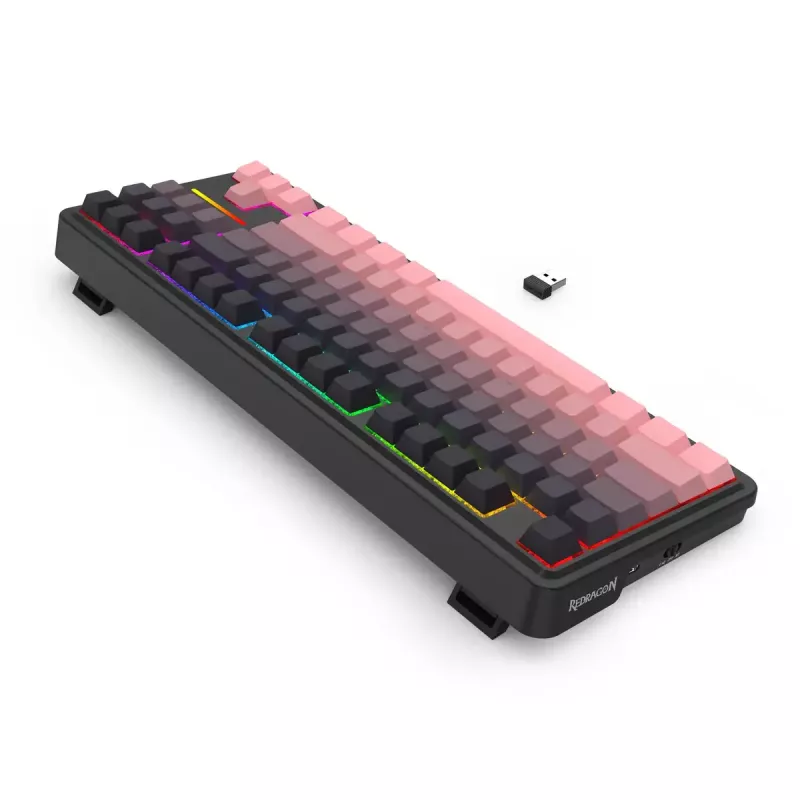 Mechaninė klaviatūra REDRAGON Antonium Pro K728SP-RGB-PRO – USB, RF belaidis, Bluetooth, juoda/rožinė