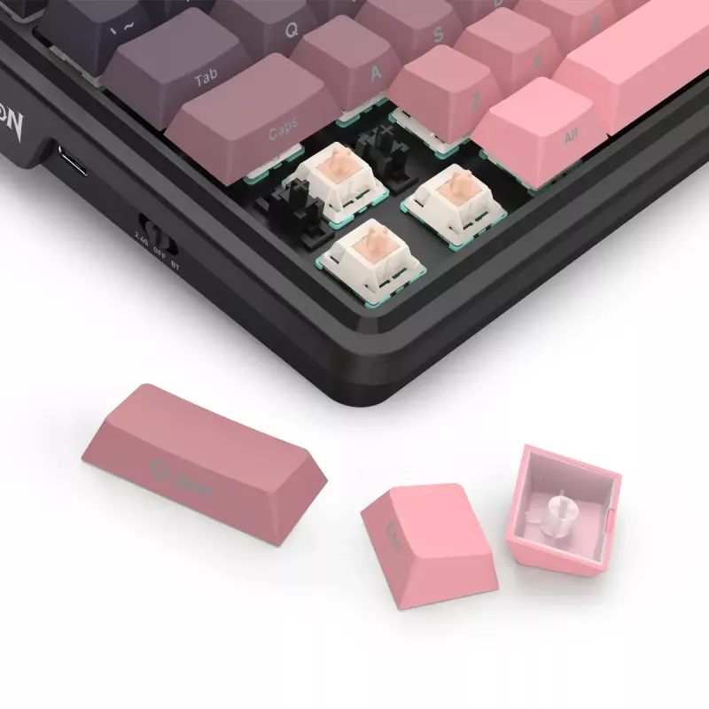 Mechaninė klaviatūra REDRAGON Antonium Pro K728SP-RGB-PRO – USB, RF belaidis, Bluetooth, juoda/rožinė