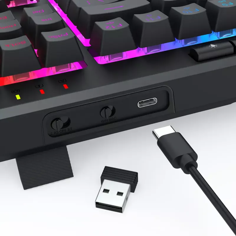REDRAGON K516RGB-PRO SHIVA PRO 87 klaviatūra USB RF Bluetooth juoda