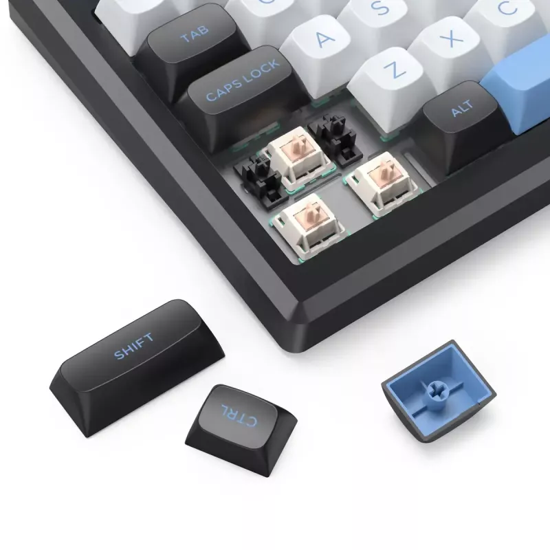 Klaviatūra REDRAGON K732WLB-RGB-PRO URANUS PRO — 65% mechaninė, USB + RF belaidis + Bluetooth, QWERTY, anglų išdėstymai, 1,5 m laidas, Juoda/Balta