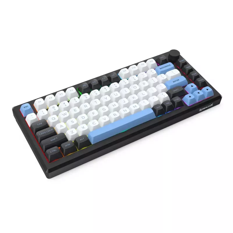 Klaviatūra REDRAGON K732WLB-RGB-PRO URANUS PRO — 65% mechaninė, USB + RF belaidis + Bluetooth, QWERTY, anglų išdėstymai, 1,5 m laidas, Juoda/Balta