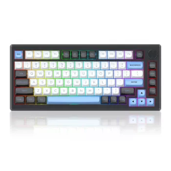 Klaviatūra REDRAGON K732WLB-RGB-PRO URANUS PRO — 65% mechaninė, USB + RF belaidis + Bluetooth, QWERTY, anglų išdėstymai, 1,5 m laidas, Juoda/Balta