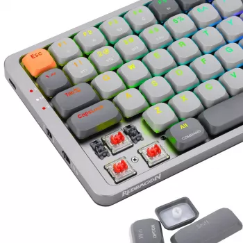 Mechaninė klaviatūra REDRAGON K652GG-RGB-PRO Azure, pilka, belaidė, 75%