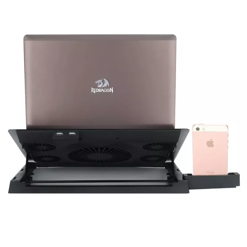 Aušinimo padėklas nešiojamam kompiuteriui REDRAGON GCP500 Ivy, ergonomiškas dizainas, 5 ventiliatoriai