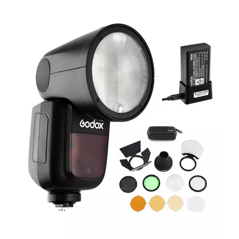 Kompaktiška blykstė Godox V1-C Black, 1,5 s įkrovimo laikas, 420 g