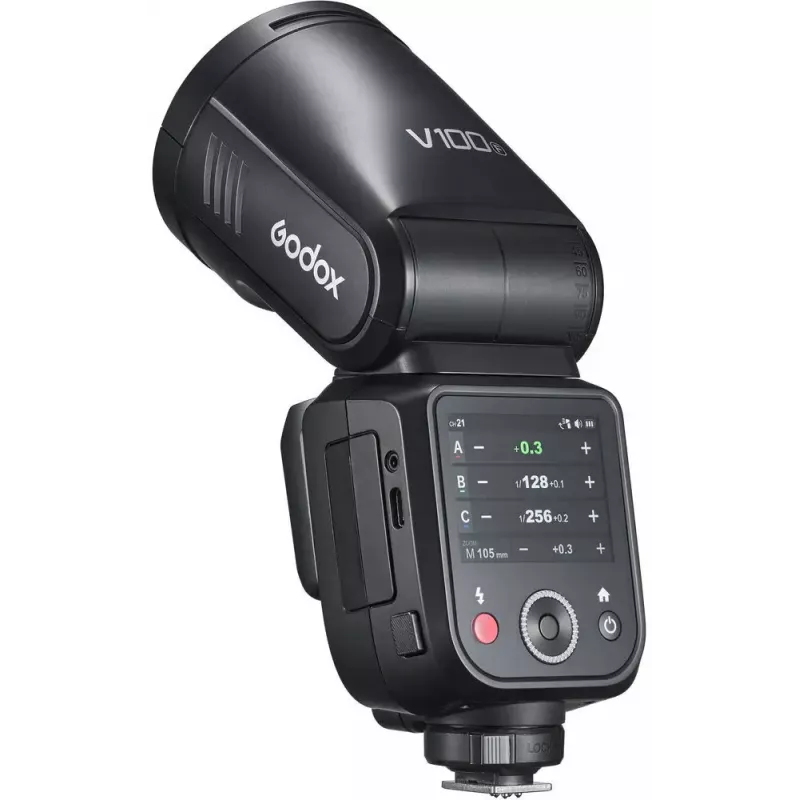 Blykstė Godox V100-F Fujifilm – nešiojama ličio jonų blykstė ant fotoaparato