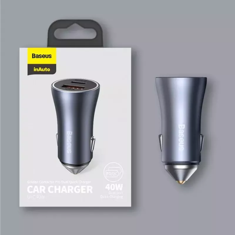 Automobilinis USB įkroviklis Baseus TZCCJD-0G 40W tamsiai pilkas