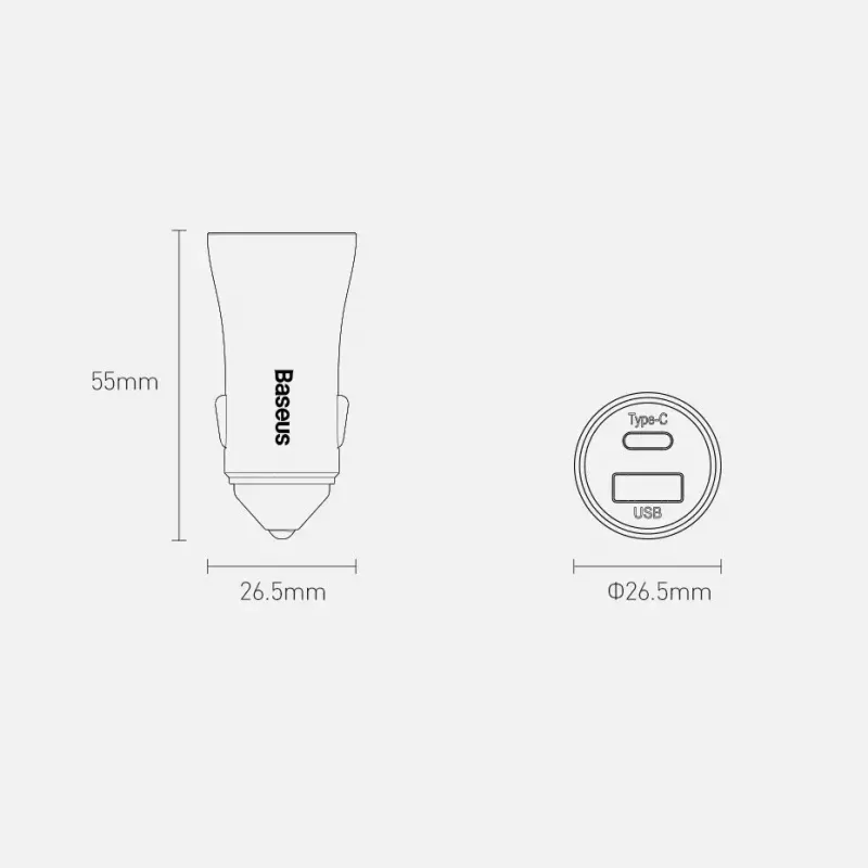 Automobilinis USB įkroviklis Baseus TZCCJD-0G 40W tamsiai pilkas