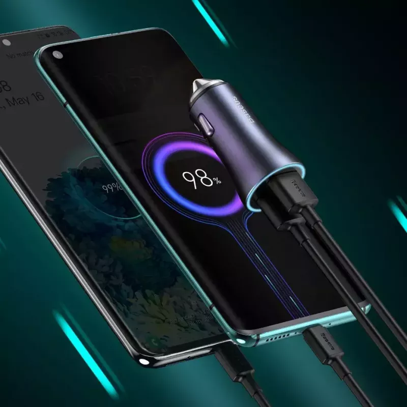 Automobilinis USB įkroviklis Baseus TZCCJD-0G 40W tamsiai pilkas