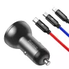 Automobilinis USB įkroviklis Baseus AB2XUSBAKBK — 2× USB 2.0, 4,8 A, cigarečių degtuko lizdas, juodai pilkas