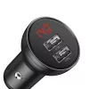 Automobilinis USB įkroviklis Baseus AB2XUSBAKBK — 2× USB 2.0, 4,8 A, cigarečių degtuko lizdas, juodai pilkas