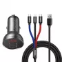 Automobilinis USB įkroviklis Baseus AB2XUSBAKBK — 2× USB 2.0, 4,8 A, cigarečių degtuko lizdas, juodai pilkas